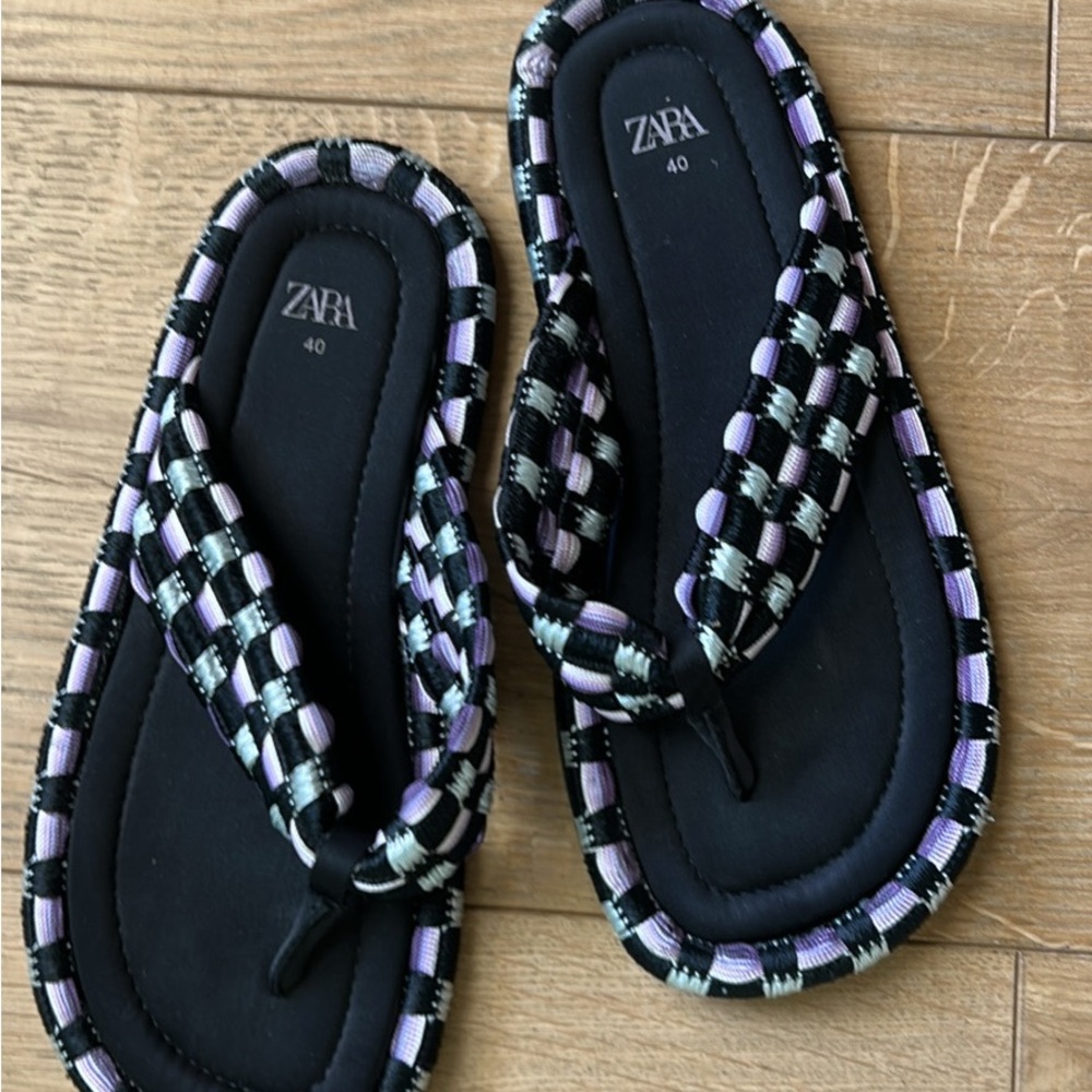 Zara Black and Purple Woven Sandals